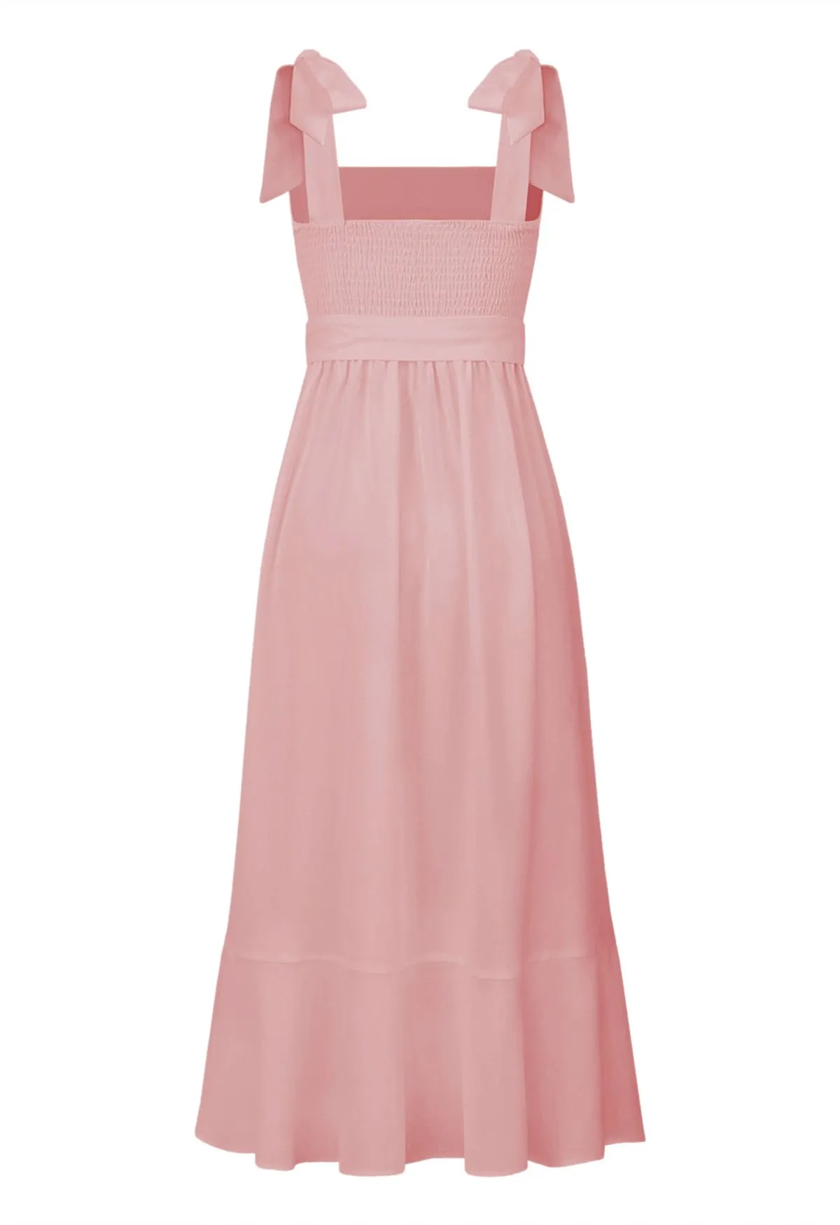 Cami-Kleid mit Rüschensaum und Schulterbindung in Rosa