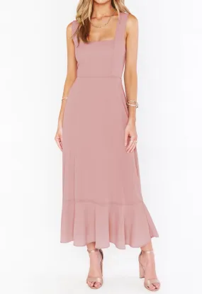 Cami-Kleid mit Rüschensaum und Schulterbindung in Rosa