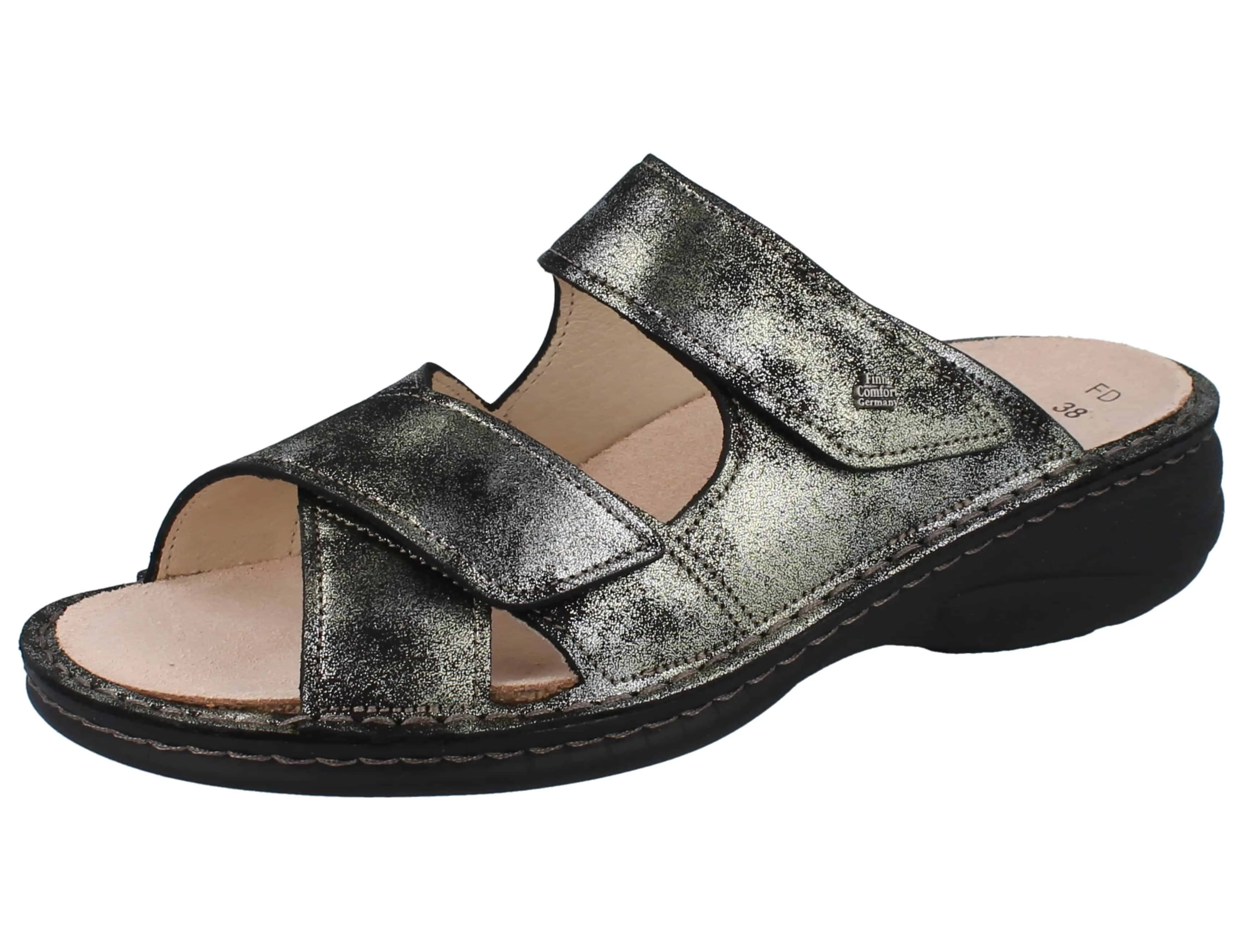 FINN COMFORT Melrose Damen Pantoletten silbergrau Nubukleder