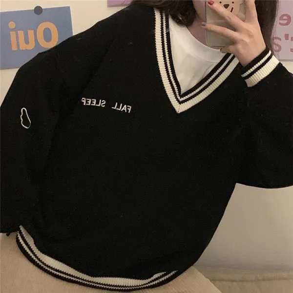 Heidi-Mode | Vintage Oversized Pullover Mit V-Ausschnitt - Ideal Für Herbst/Winter