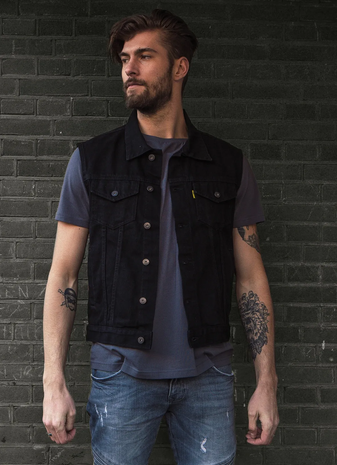 Motorcycle Storehouse Denim Weste schwarz