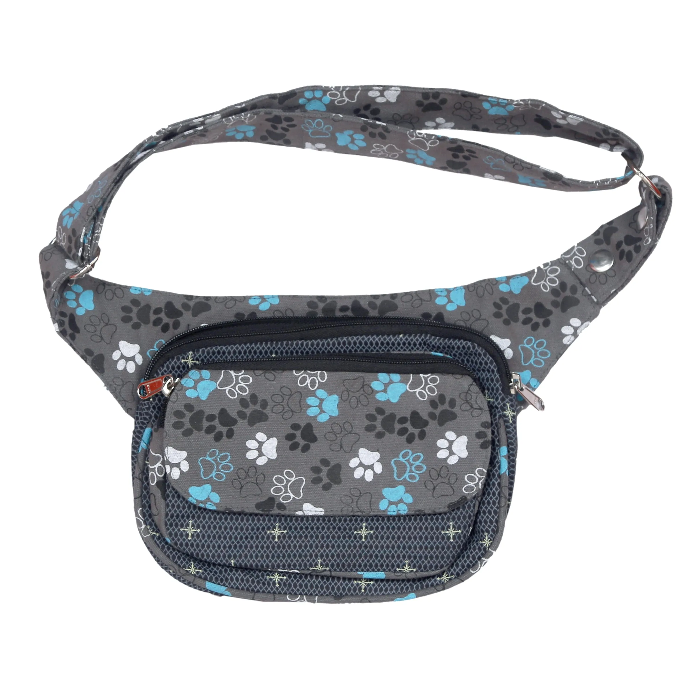 Multifunktionale Gassi-Tasche (Stoff Pfoten Muster) für Hunde Wanderung - Frankfurt 761