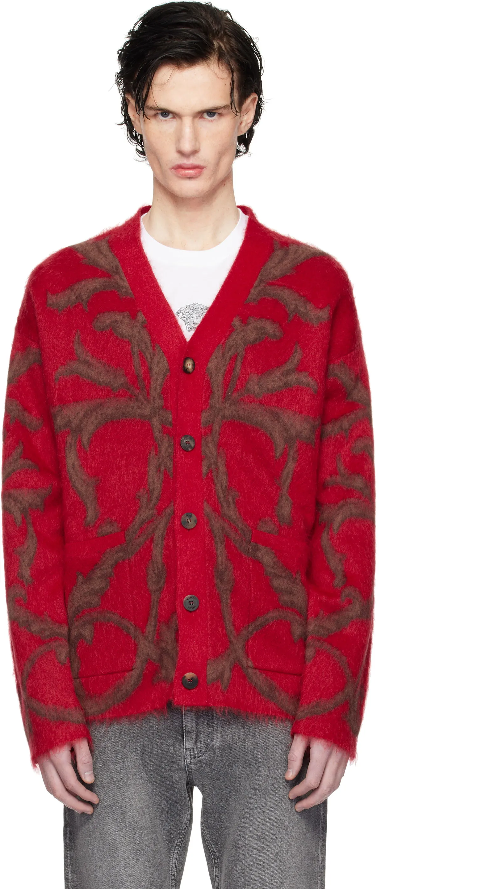 Pullover Versace Mohair-Blend Cardigan With Baroque Print 1017300_1A12243