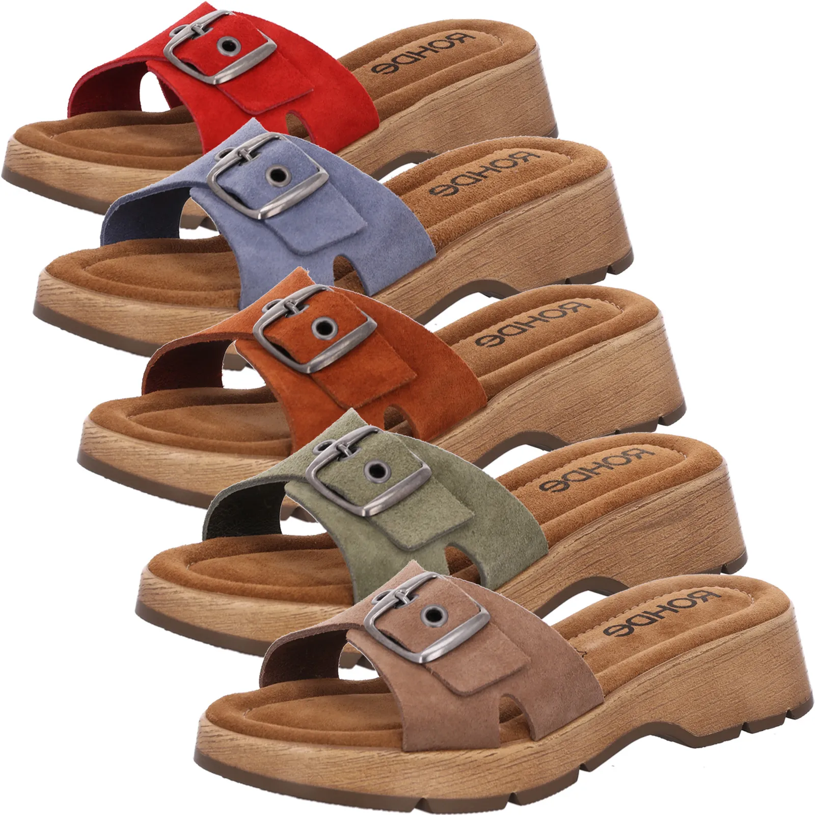Rohde Damen Clogs Pantoletten Keilabsatz Licata 6260