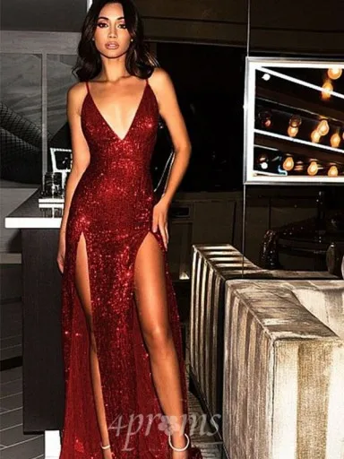 Scheide V-ausschnitt Zug Pailletten Kleid JTC16613
