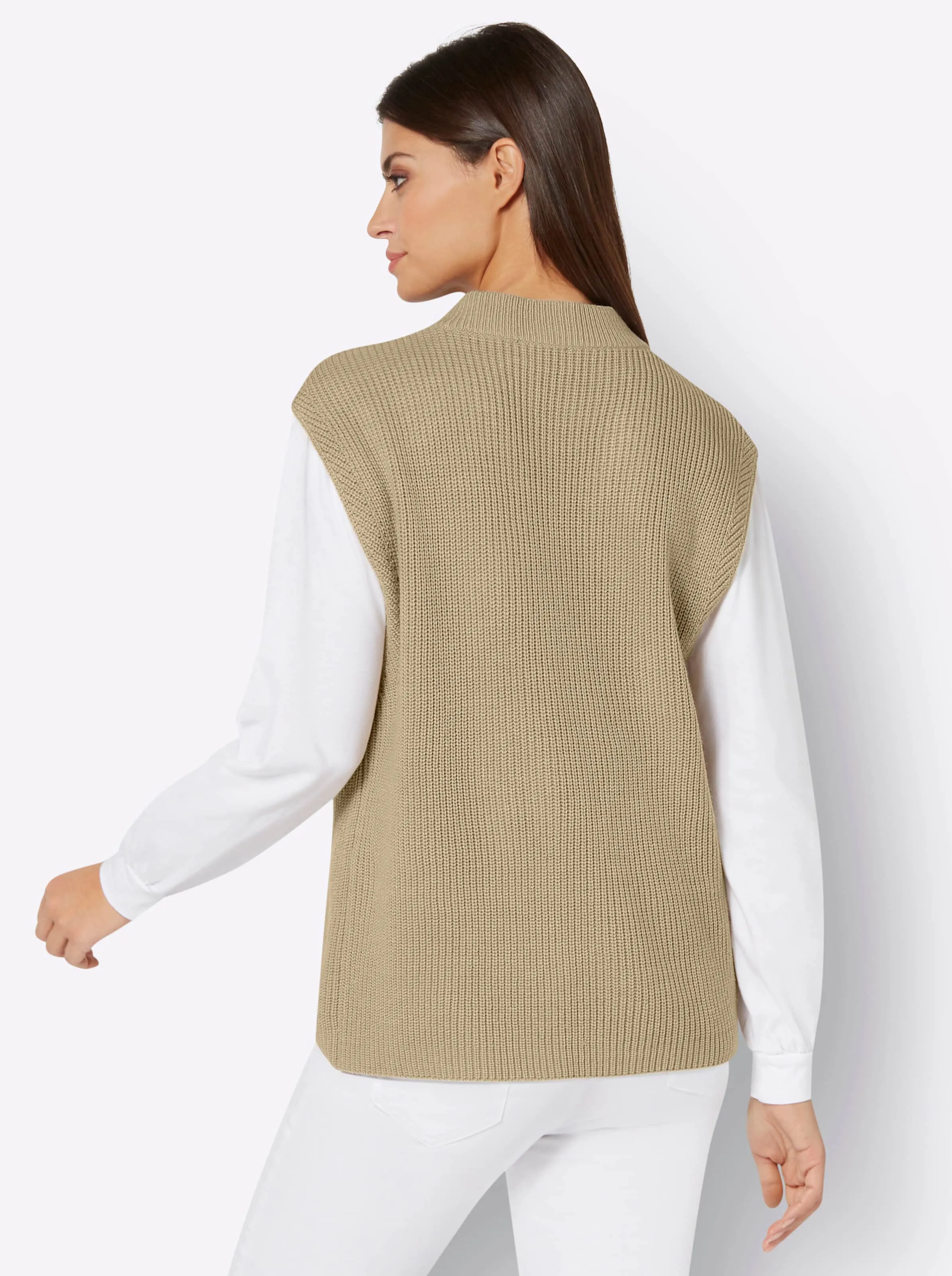 Schurwoll-Mix-Pullunder in beige