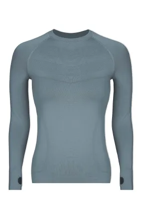 Snocks Sportshirt langarm Damen mit Daumenloch Funktionsshirt Damen Taubenblau im Online Shop von kaufen