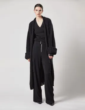 THOM KROM Knit Black // Strick Cardigan mit Gehschlitz