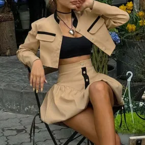 Vanessa | Damen Zweiteiliges Set mit Kurzmantel und High-Waist Miniroc