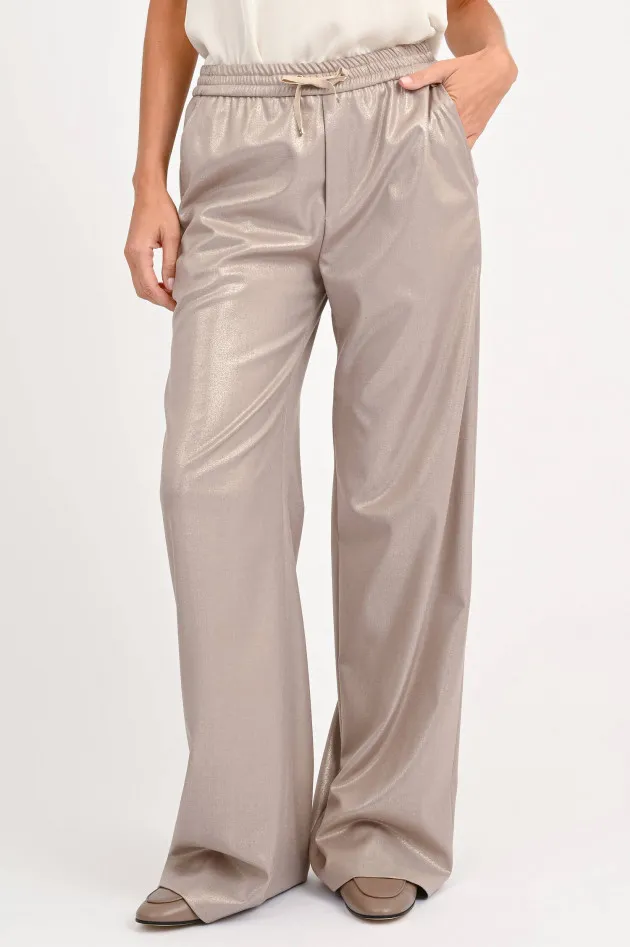 Weite Hose in Taupe mit Glitzer-Effekt