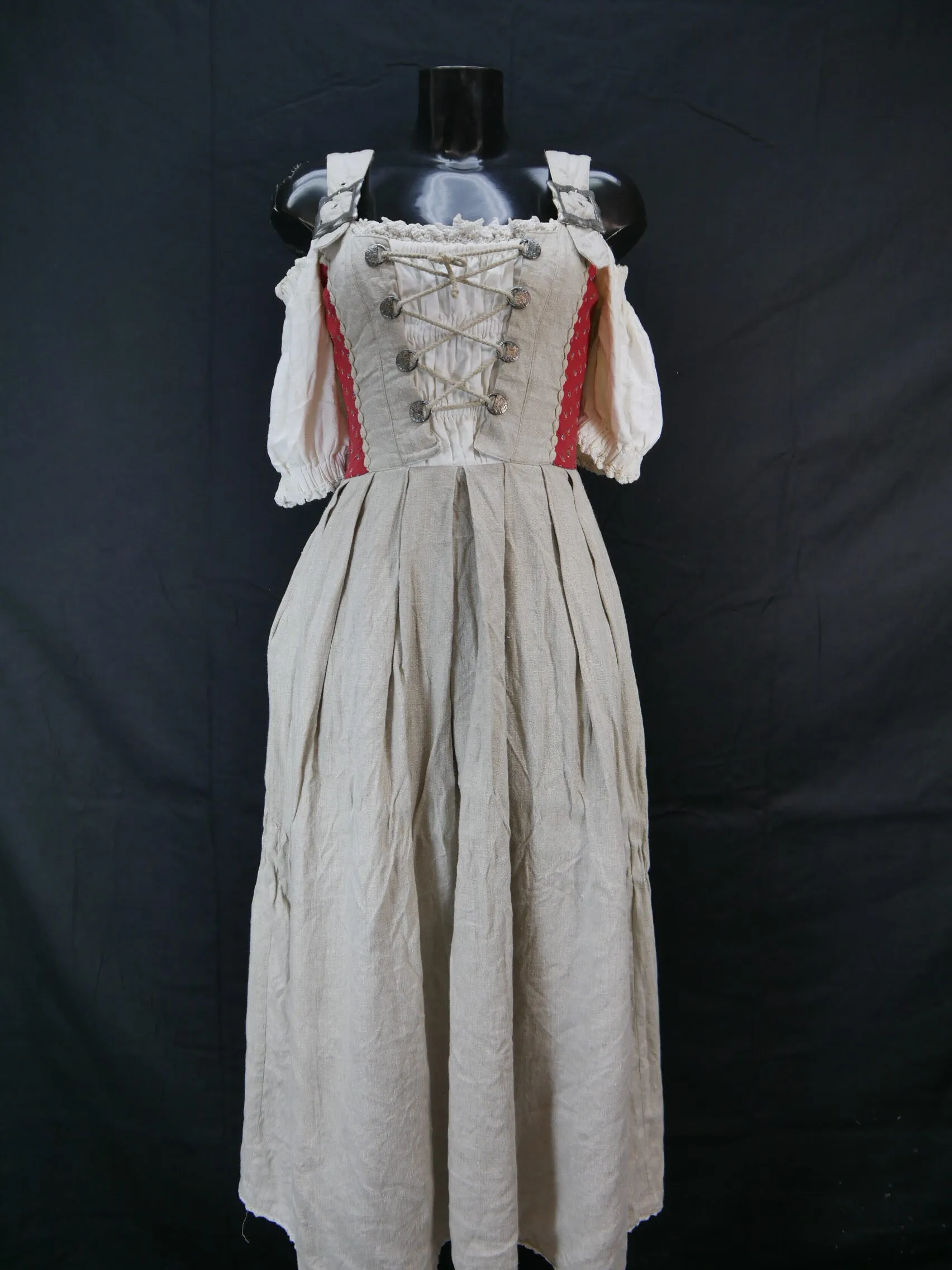 Wolperdinger beige mit Schnürung hammer Landhaus Kleid Trachtenkleid Gr.34