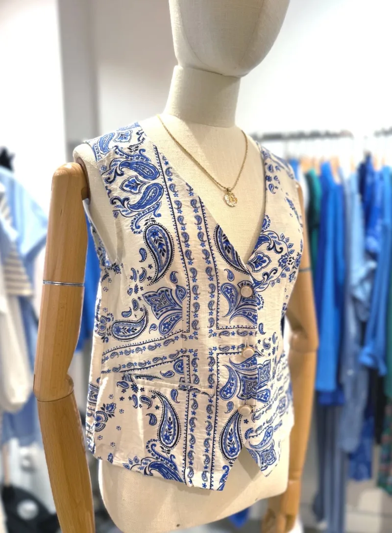 Ärmellose Weste mit Paisley-Print